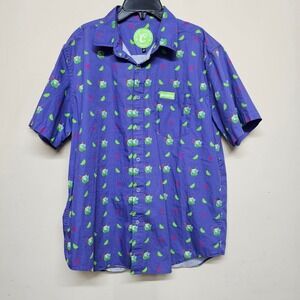 Coors Brewing Keylightful Dog Print Button‎ Down Shirt Purple Men's Large
